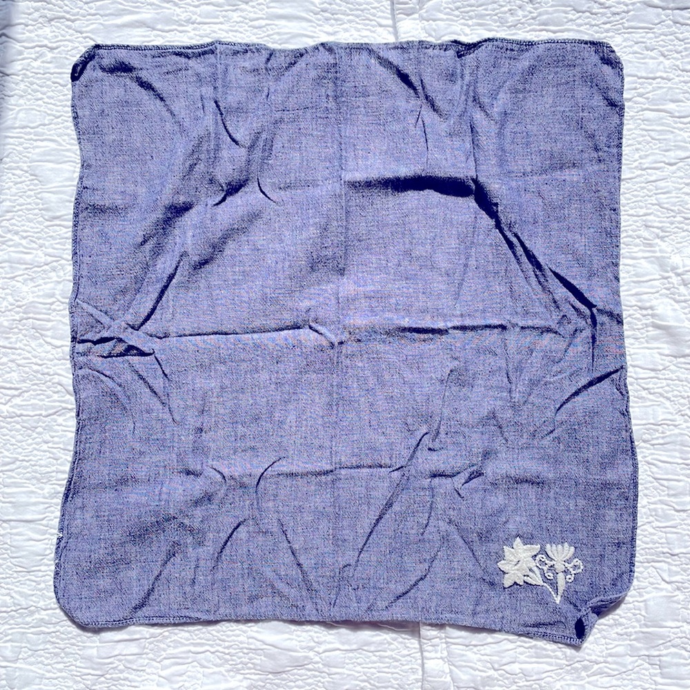 Madewell Denim Flower Embroidered Bandana